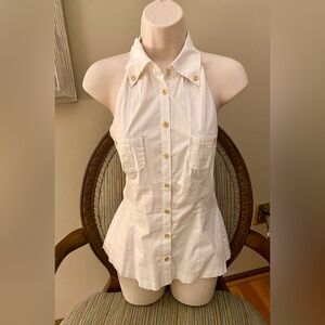 Arden B White Halter Button-Up Top Vintage